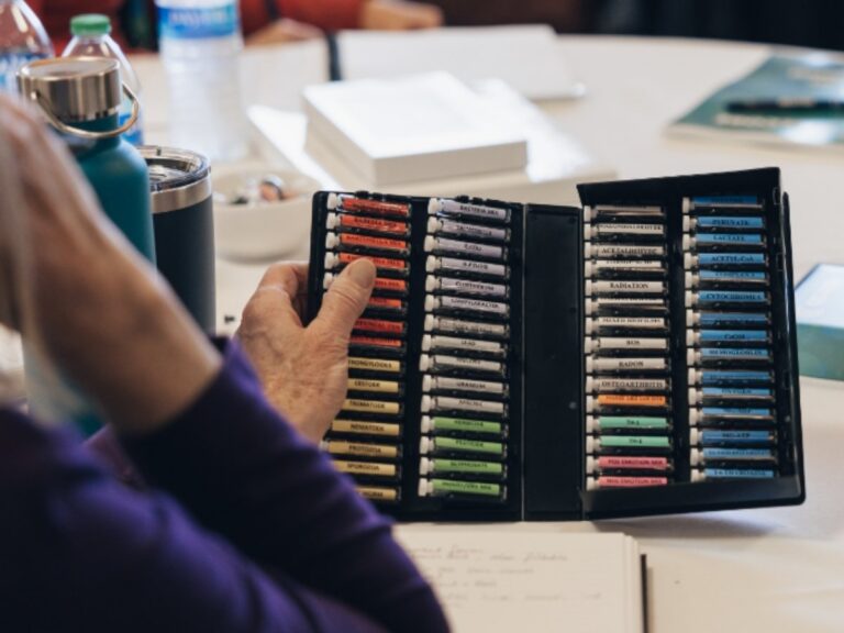 woman looking at CellCore kit